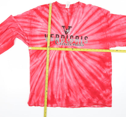 Gildan Mens XL Red Tie Dye Verdigris Cardinals Long Sleeve T-Shirt