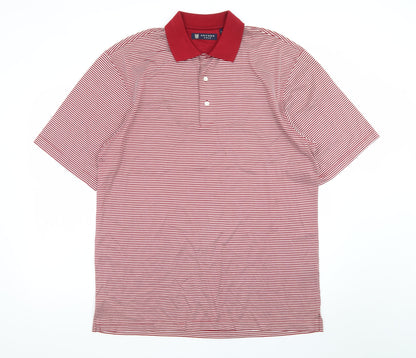 Oxford Golf Men's Red Striped Cotton Polo Shirt Size M