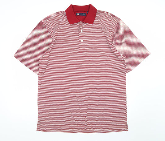 Oxford Golf Men's Red Striped Cotton Polo Shirt Size M