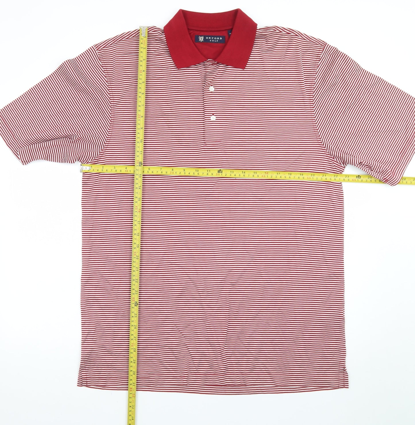Oxford Golf Men's Red Striped Cotton Polo Shirt Size M