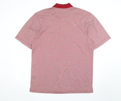 Oxford Golf Men's Red Striped Cotton Polo Shirt Size M