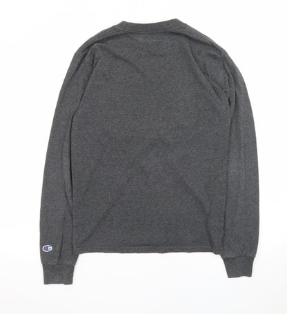 Champion Men’s Grey Long Sleeve Crew Neck Football Graphic T-Shirt Size S