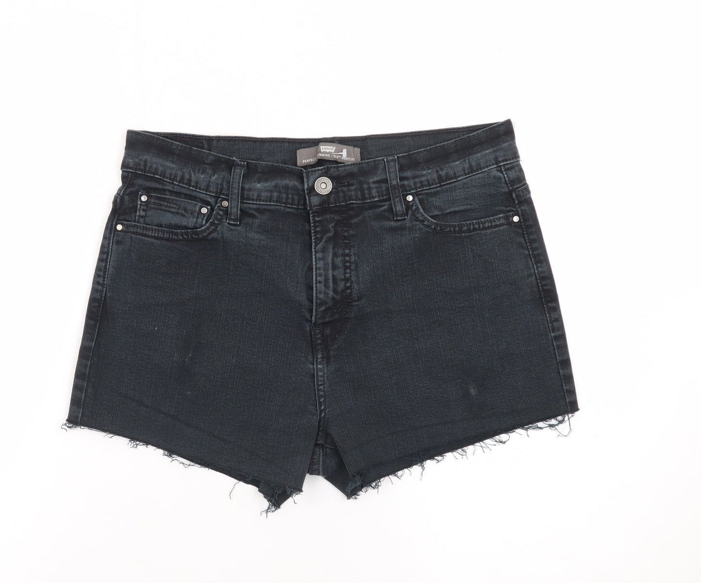 Levi's Women's Black Denim Cut-Off Shorts M Slim Fit Stretch