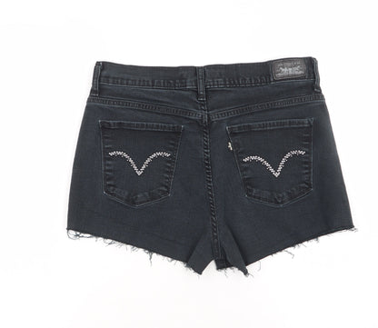 Levi's Women's Black Denim Cut-Off Shorts M Slim Fit Stretch