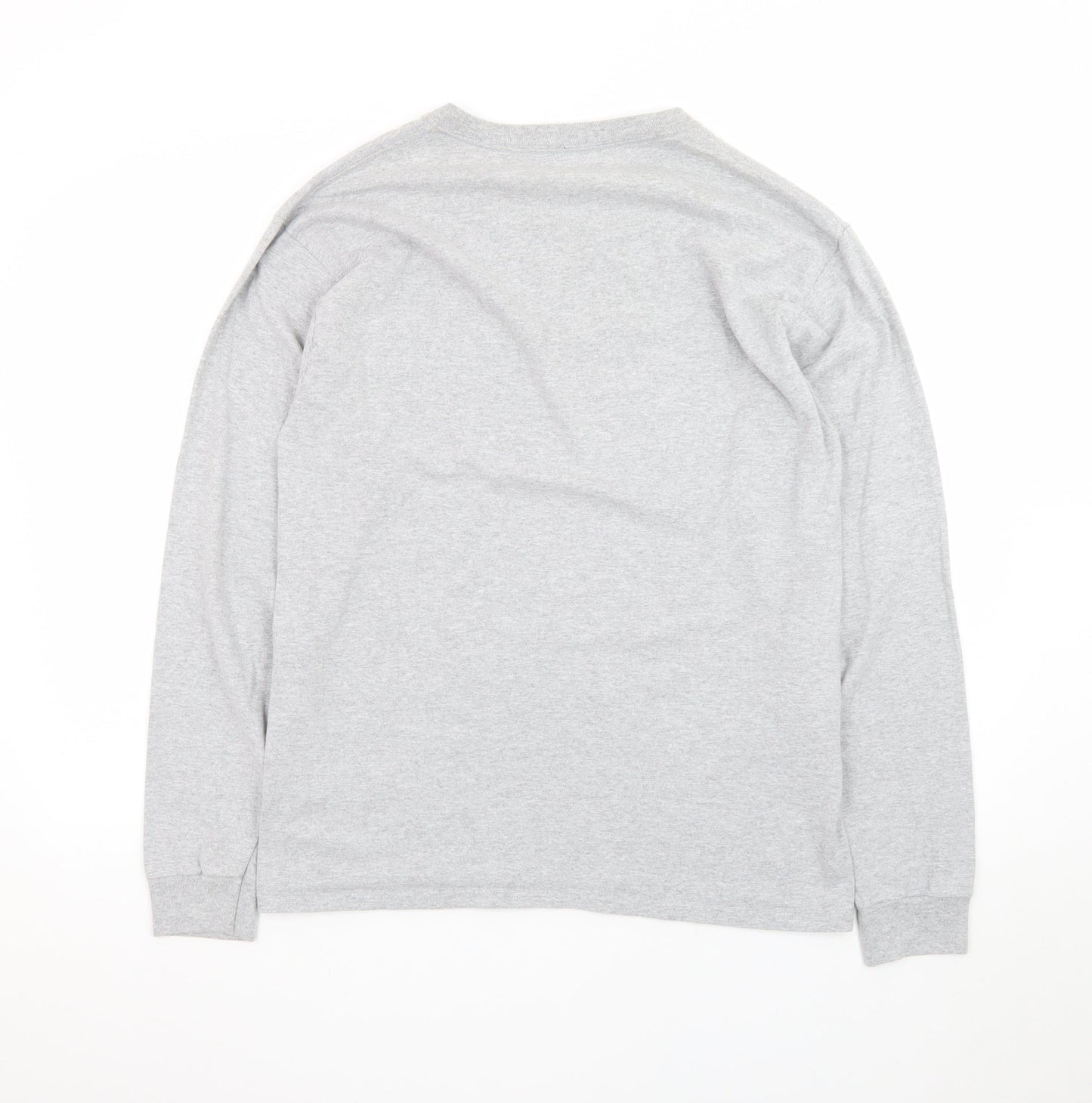 Hanes Men’s Grey Long Sleeve Crew Neck Pocket T-Shirt Size M
