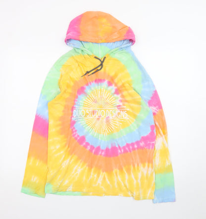 Dyenomite Men’s Multicoloured Tie-Dye Pullover Hoodie Size S