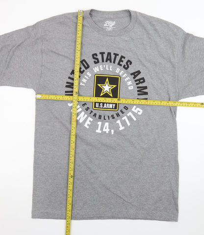 Blue 84 Men's Grey U.S. Army Long Sleeve Graphic T-Shirt Size L