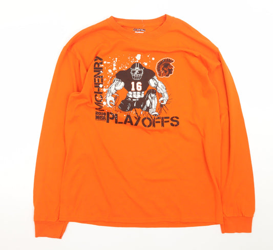 Gildan Men’s Orange Long Sleeve McHenry Playoffs Graphic T-Shirt L