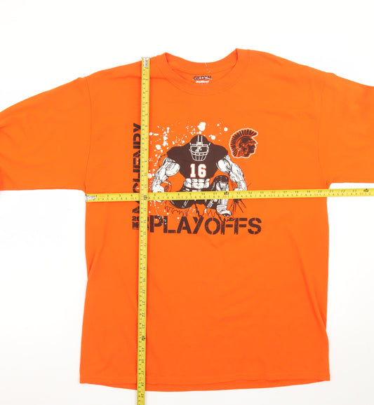 Gildan Men’s Orange Long Sleeve McHenry Playoffs Graphic T-Shirt L