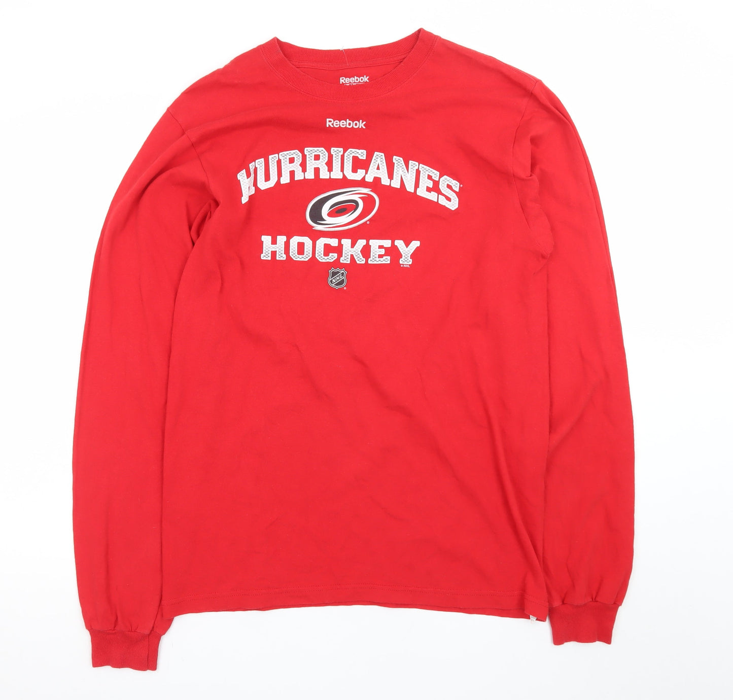 Reebok Men's Red Long Sleeve Hurricanes Hockey T-Shirt M