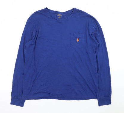 Polo Ralph Lauren Men's Blue Long Sleeve Crew Neck Cotton T-Shirt Size L