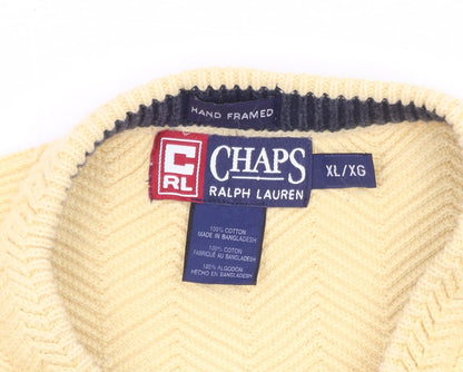 Chaps Ralph Lauren Men's Yellow XL Cotton Crew Neck Jumper