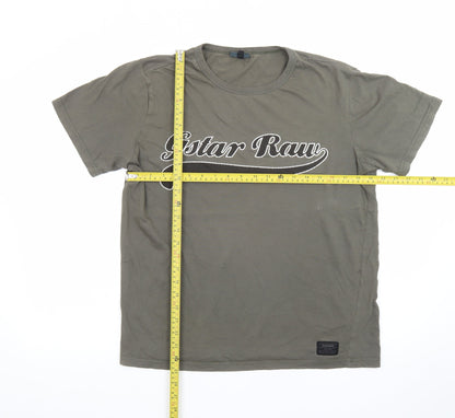 G-Star Men Green Graphic Print Crew Neck Short Sleeve T-Shirt L