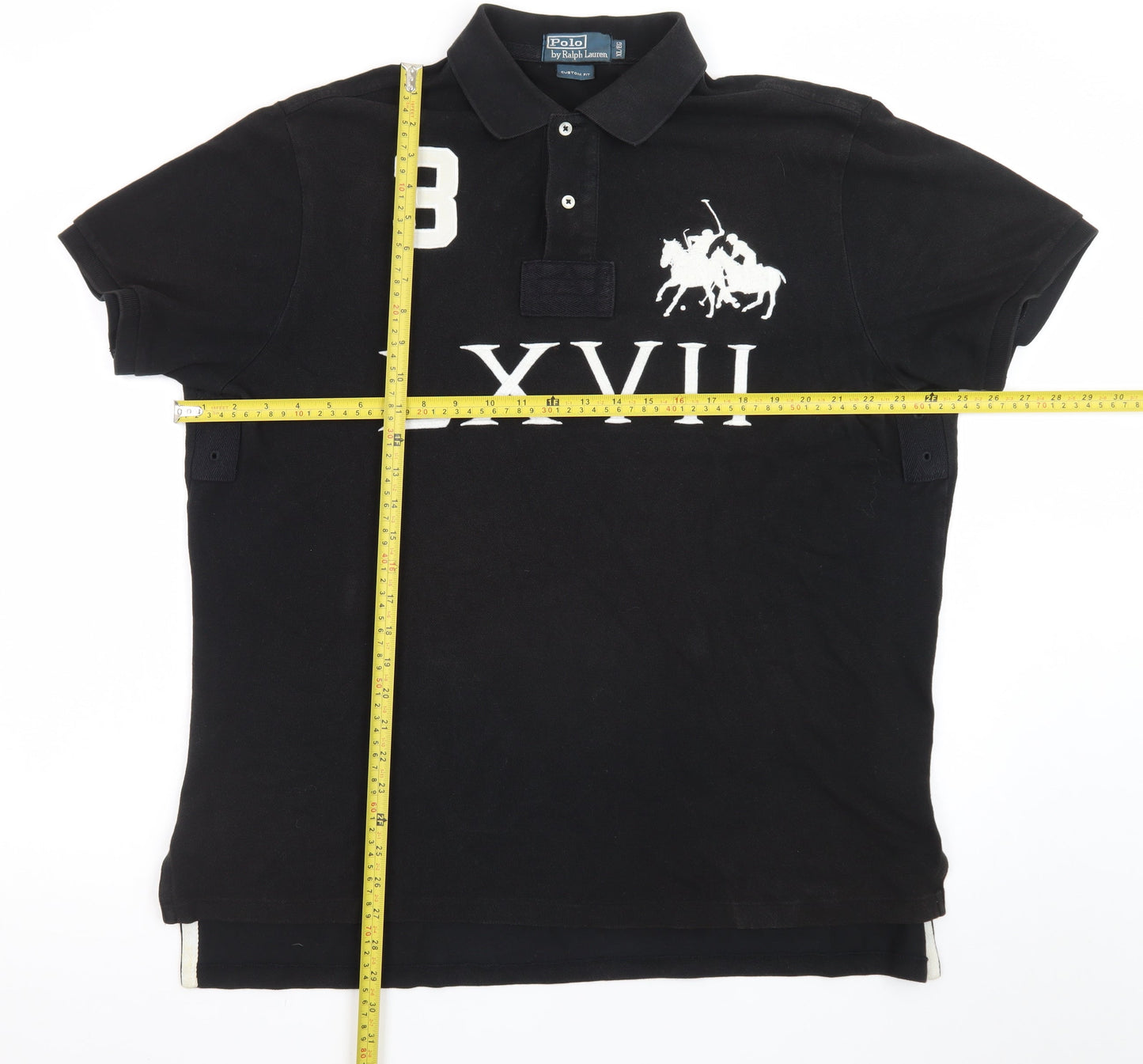 Ralph Lauren Men's Black XL Custom Fit Polo Shirt LXVII Design
