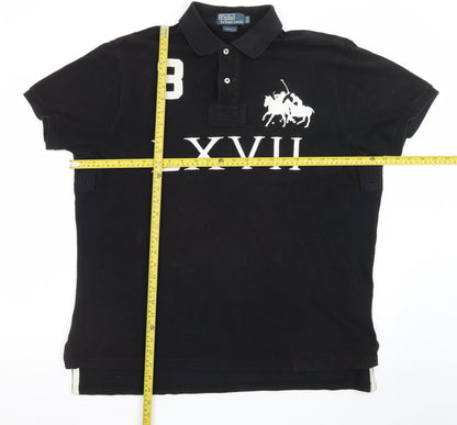 Ralph Lauren Men's Black XL Custom Fit Polo Shirt LXVII Design