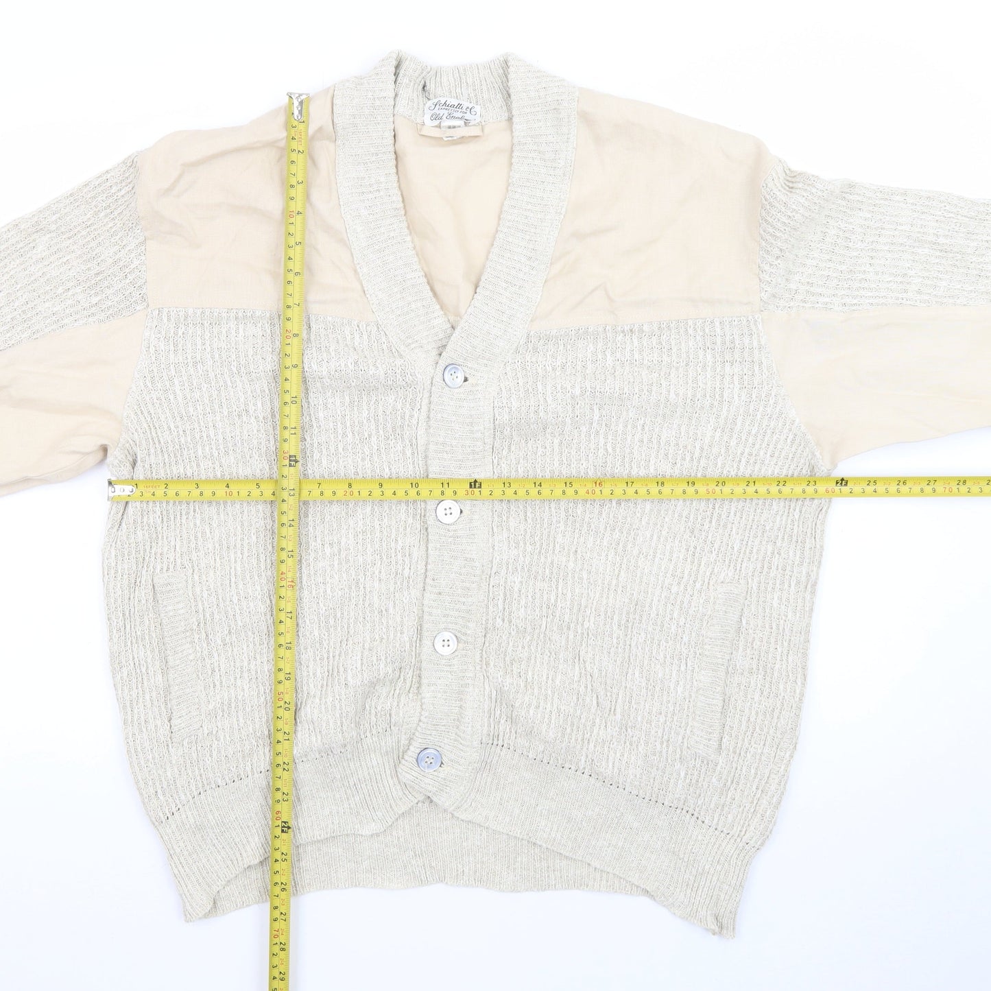Schiatti & C Old England Napoli Men's Beige XL Linen Cotton Knit Cardigan