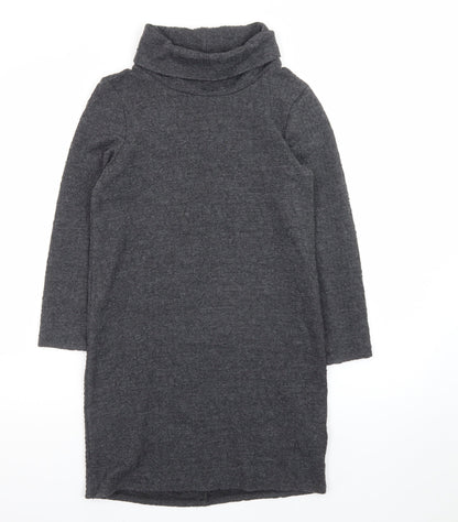 Warehouse Women’s Grey Knit Roll Neck Shift Dress Size 10