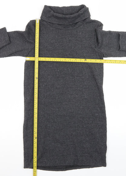 Warehouse Women’s Grey Knit Roll Neck Shift Dress Size 10