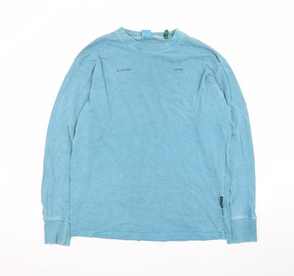 G-Star RAW Men's Blue Long Sleeve Crew Neck Cotton T-Shirt Size S
