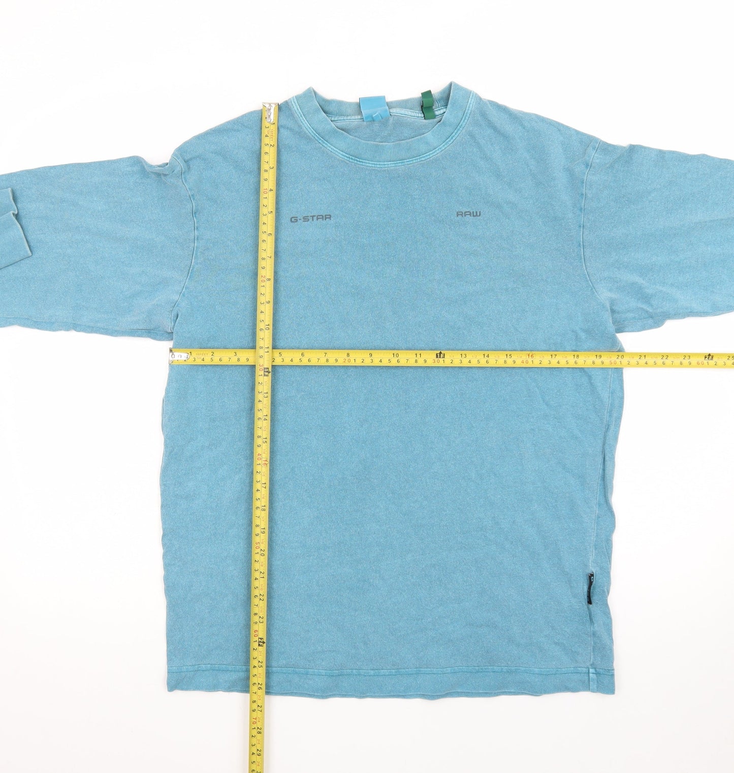 G-Star RAW Men's Blue Long Sleeve Crew Neck Cotton T-Shirt Size S