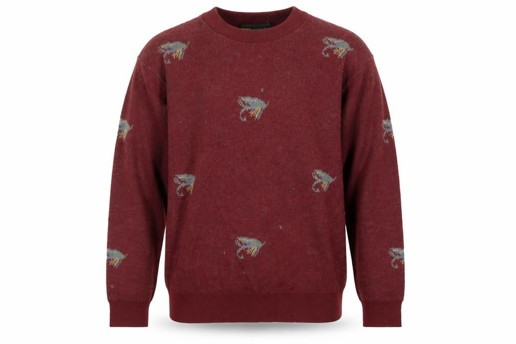 Golden Bear Men’s Red Wool Animal Knit Pullover Jumper L