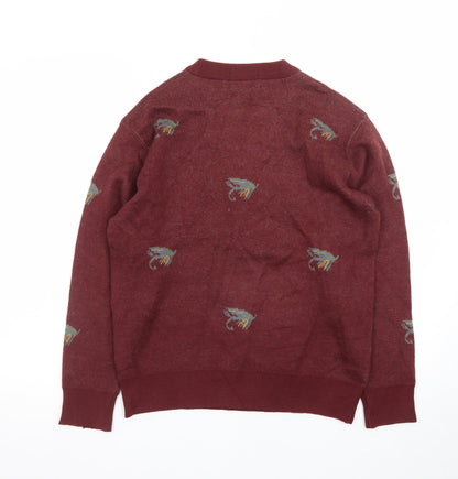 Golden Bear Men’s Red Wool Animal Knit Pullover Jumper L