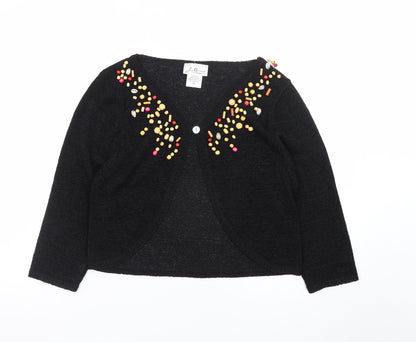J. Marco Women's Black Beaded Knit Cardigan Size S