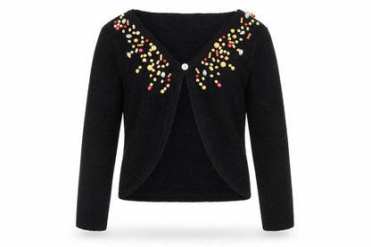 J. Marco Women's Black Beaded Knit Cardigan Size S