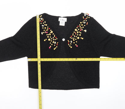 J. Marco Women's Black Beaded Knit Cardigan Size S