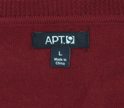 APT.9 Men's Red Argyle V-Neck Knit Pullover Jumper Size L