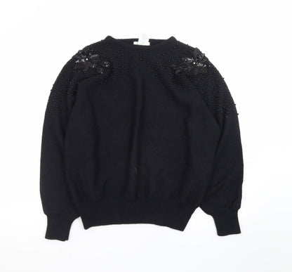 Marks and Spencer Women’s Black Beaded Knit Jumper Size 14/16