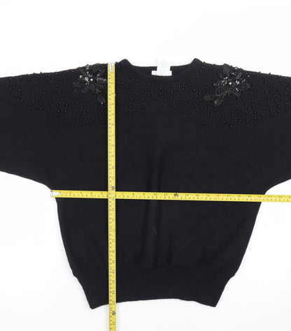 Marks and Spencer Women’s Black Beaded Knit Jumper Size 14/16