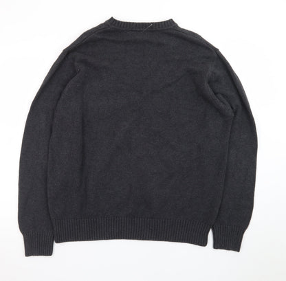 Dockers Men’s Grey Argyle Cotton Jumper XL Crew Neck Sweater