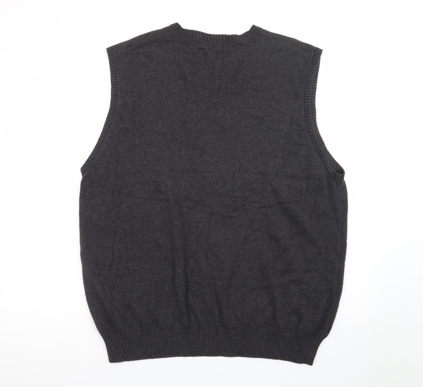 IZOD Men’s Grey Cotton Argyle Knit Sleeveless V-Neck Vest L