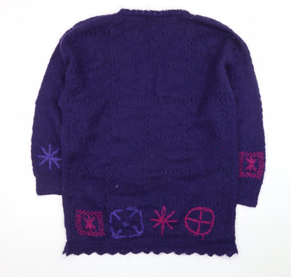 Cie Internationale Express Purple Mohair Blend Women's Large Handknit Jumper