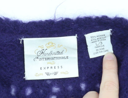 Cie Internationale Express Purple Mohair Blend Women's Large Handknit Jumper