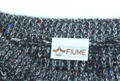 Fiume Men's Grey Argyle Wool Blend Chunky Knit Pullover Jumper XL