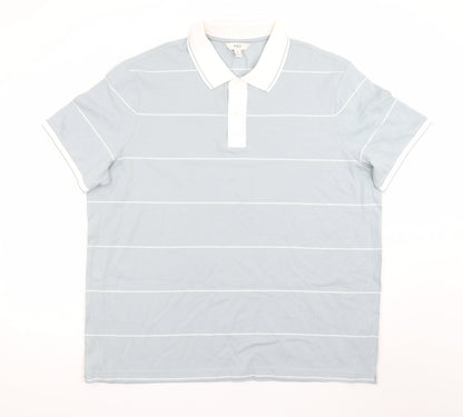 Marks and Spencer Men's Blue Striped 2XL Polo Shirt Regular Fit