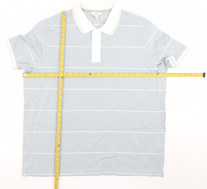 Marks and Spencer Men's Blue Striped 2XL Polo Shirt Regular Fit