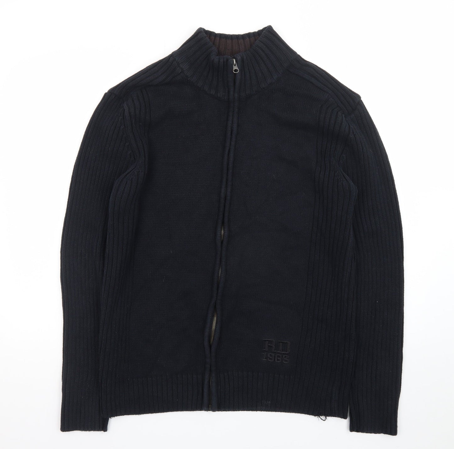 Red Wood Men's Black XL Full Zip High Neck Knit Jumper