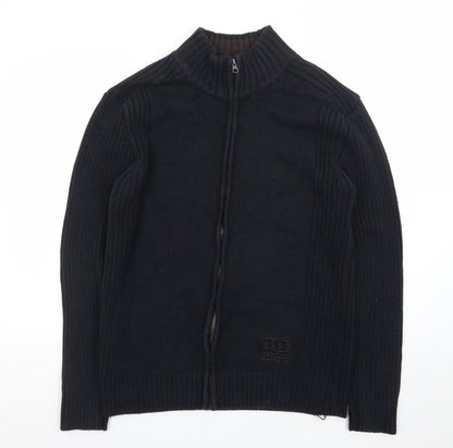 Red Wood Men's Black XL Full Zip High Neck Knit Jumper