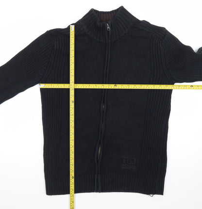 Red Wood Men's Black XL Full Zip High Neck Knit Jumper