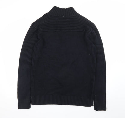 Red Wood Men's Black XL Full Zip High Neck Knit Jumper