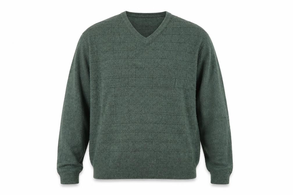Dockers Men Green Acrylic V-Neck Pullover Jumper Size L