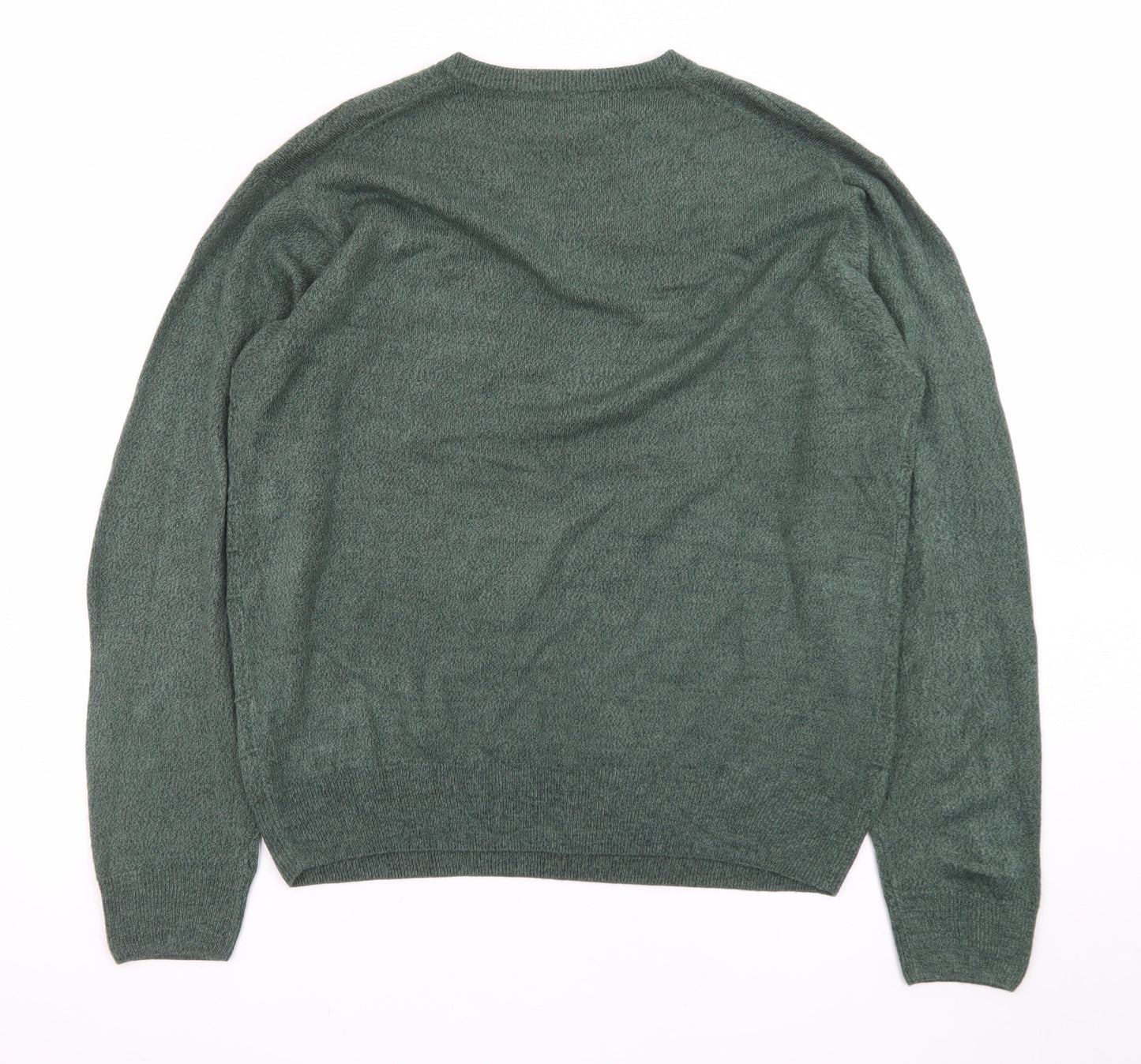 Dockers Men Green Acrylic V-Neck Pullover Jumper Size L