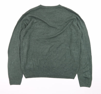 Dockers Men Green Acrylic V-Neck Pullover Jumper Size L