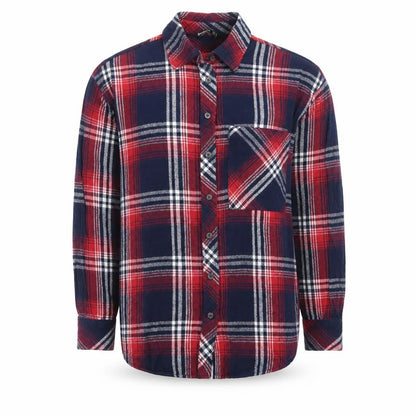 Stradivarius Mens Red Plaid Flannel Button-Up Shirt Size S