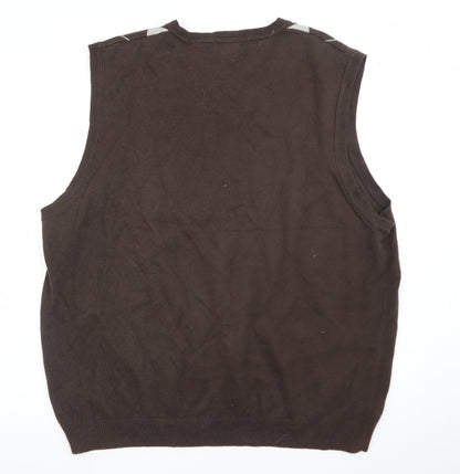 Van Heusen Men's Brown Argyle Cotton Sweater Vest XL