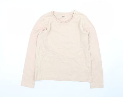Uniqlo Women's Beige Long Sleeve Cotton Stretch T-Shirt Size S