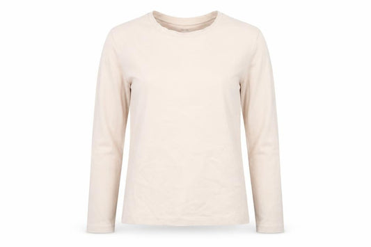 Uniqlo Women's Beige Long Sleeve Cotton Stretch T-Shirt Size S